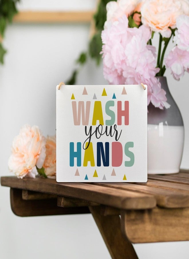 Ryeolo Kids Bathroom Wood Signs, Wash Your Hands Wall Hanging, Toddler Boy Girl Bathroom Decor, 10.2x7.8 Inches Wall Pediments - Image 4